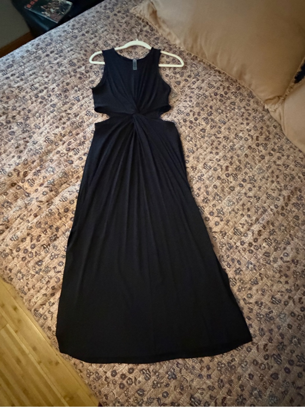 Beyond Yoga Black Twist-Knot Cutout Maxi Dress